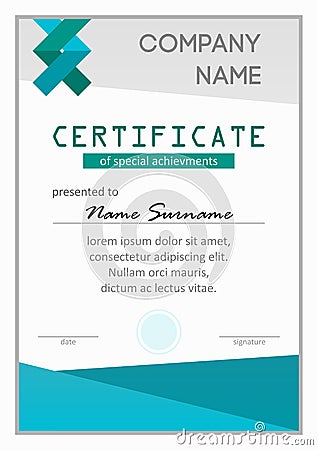 Certificate of special achievements Vector Illustration