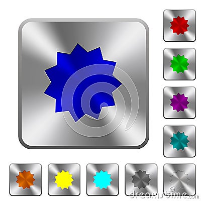 Certificate sticker rounded square steel buttons Stock Photo