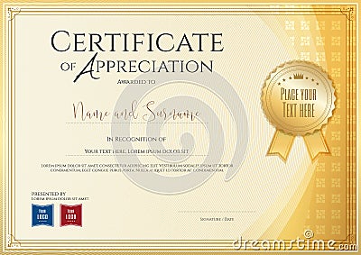 Certificate template for achievement, appreciation or completion Vector Illustration