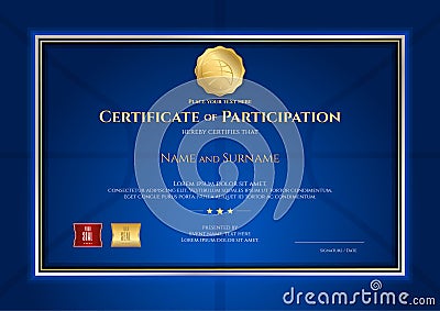 Certificate template in basketball sport theme with blue background and border frame, Diploma design Vector Illustration