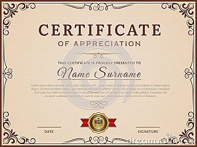 Certificate template. Decorative borders and corners for modern certificate vector layout Vector Illustration