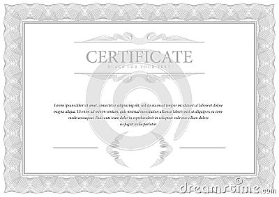 Certificate. Template diploma currency border. Vector Illustration