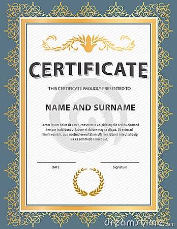 Certificate template, diploma, Letter size , vector Vector Illustration