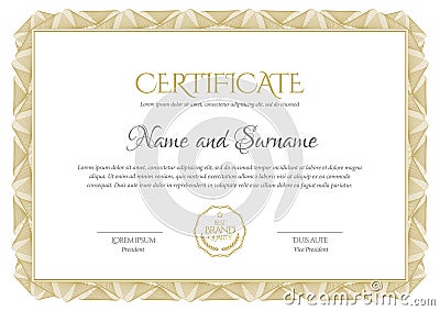 Certificate template. Diploma of modern design or gift certificate. Cartoon Illustration