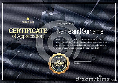 Certificate template. Diploma of modern design or gift certificate. Vector Illustration