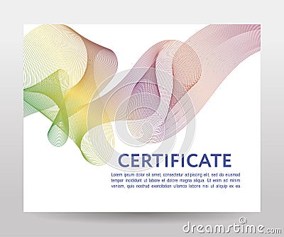 Certificate. Template diplomas, currency. Vector gradient frame Cartoon Illustration