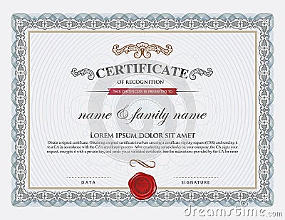 Certificate template and element. Vector Illustration