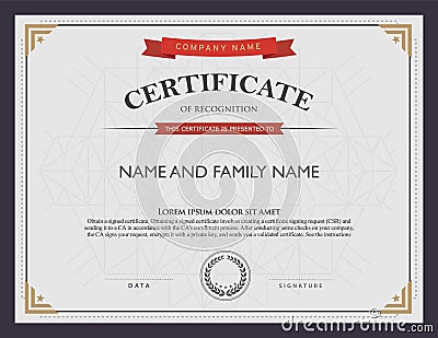 Certificate template and element. Vector Illustration