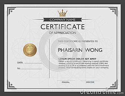 Certificate template and element. Vector Illustration