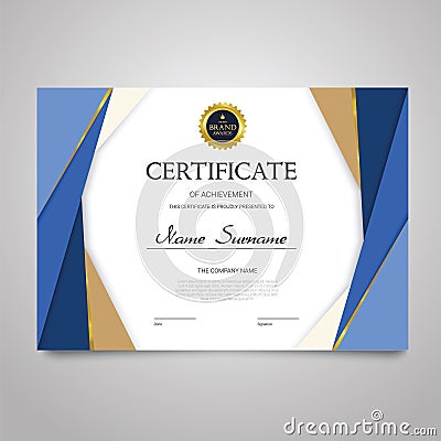 Certificate Template - horizontal elegant vector document Vector Illustration