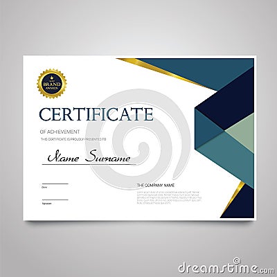 Certificate Template - horizontal elegant vector document Vector Illustration