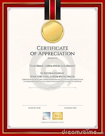 Certificate template in sport theme with border frame, Diploma design Vector Illustration
