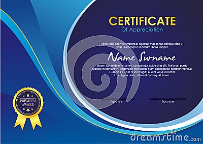 Certificate Template with stylish wave design Stock Photo