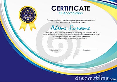 Certificate Template with stylish wave design Stock Photo
