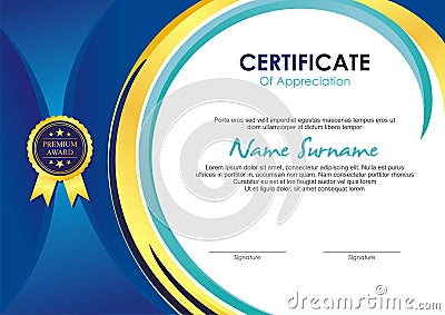 Certificate Template with stylish wave design Stock Photo