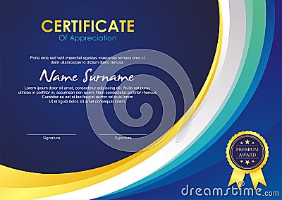 Certificate Template with stylish wave design Stock Photo