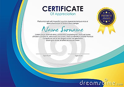 Certificate Template with stylish wave design Stock Photo