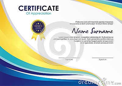 Certificate Template with stylish wave design Stock Photo