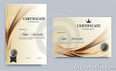 Certificate template in vector for achievement graduation completion - stock vector Vector Illustration