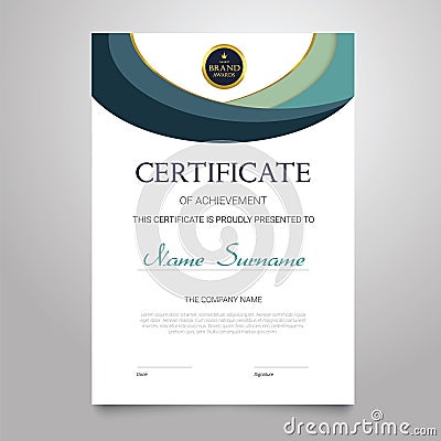 Certificate Template - vertical elegant vector document Vector Illustration