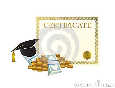 certificate tuition cost design graphic concept. Stock Photo