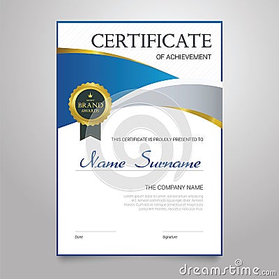 Certificate - vertical elegant vector document Vector Illustration