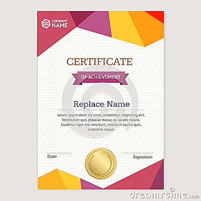 Certificate Vertical Template. Vector Vector Illustration