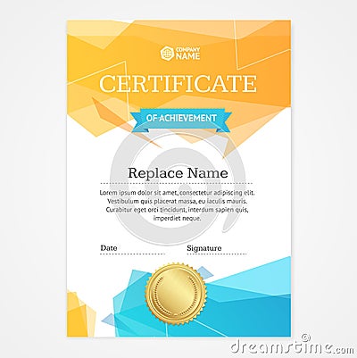 Certificate Vertical Template. Vector Vector Illustration