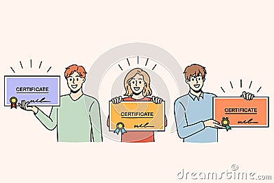 Certificates and education diploma concept. Vector Illustration