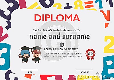 Certificates kindergarten Vector Illustration