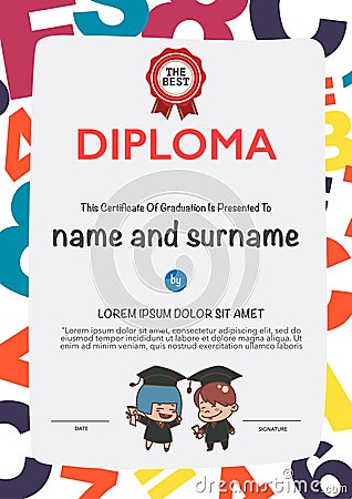 Certificates kindergarten Vector Illustration