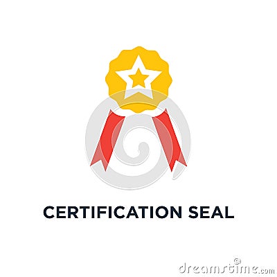 certification seal icon. award badge, certificate concept symbol Vector Illustration