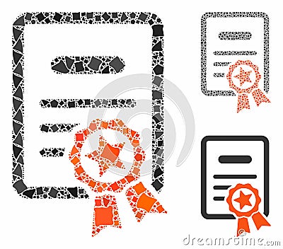 Certified diploma Composition Icon of Ragged Pieces Cartoon Illustration