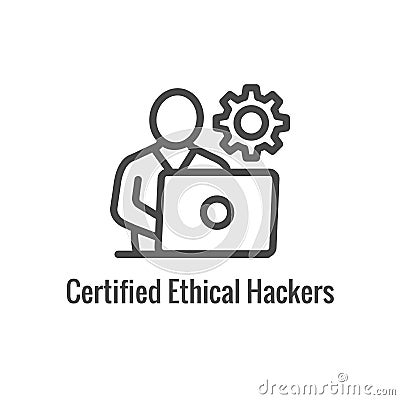 Certified Ethical Hacking icon showing security and hacking idea Vector Illustration