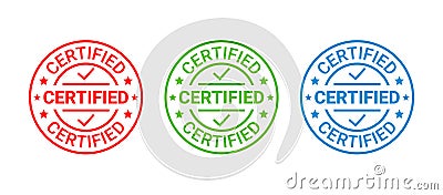 Certified stamp. Checked retro badge. Vector illustration Vector Illustration