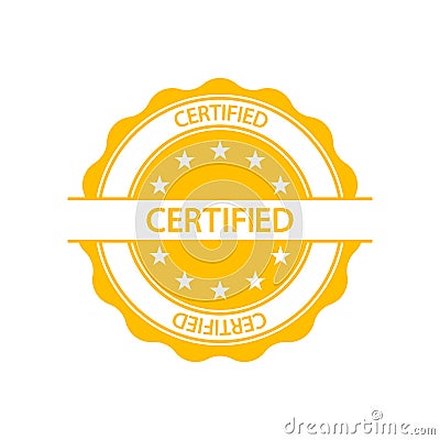 Certified stamp. Certificate seal. Stamp for certified and official. Round badge for patent, quality and certify. Sign for Vector Illustration