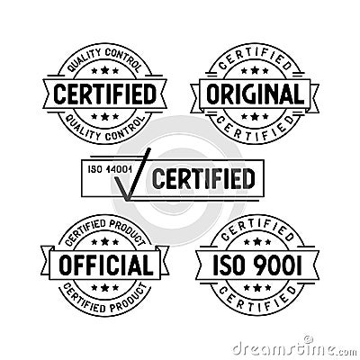 Certified stamps set. Vector illustration. Vector Illustration