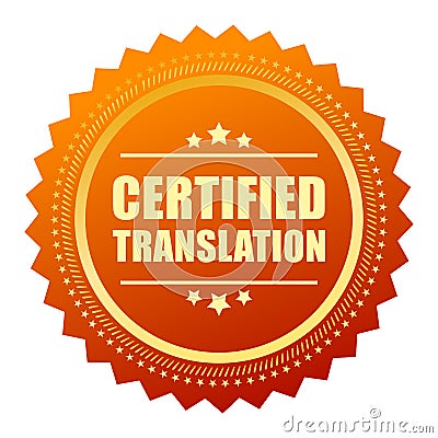 Certified translation gold seal Vector Illustration