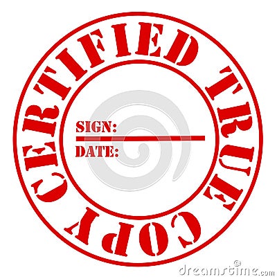 Certified True Copy Red Stock Photo