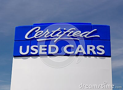 Certified Used Car Sign Stock Photo