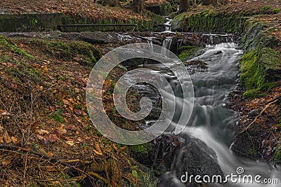 Cerveny creek with Cerveny waterfall in Jizerske mountains in spring morning Editorial Stock Photo