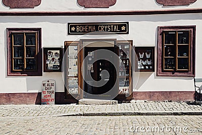 Old town shop exterior in Cesky Krumlov, Czech Editorial Stock Photo