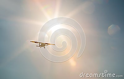 Airplane outline Cessna plane in flight Stock Photo