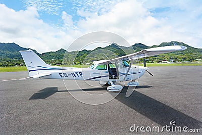 Cessna 172 Skyhawk in Rarotonga Airport Cook Islands Editorial Stock Photo