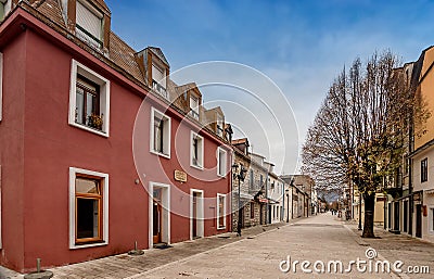 Old historical houses in the city of Cetinje, Montenegro Editorial Stock Photo
