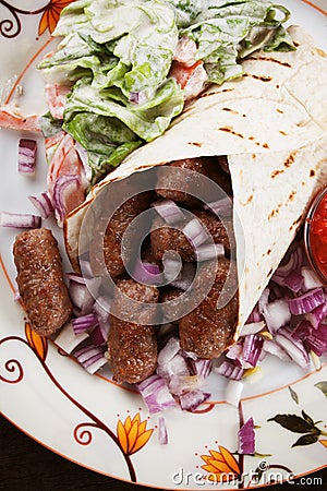 Cevapcici, bosnian minced meat kebab Stock Photo