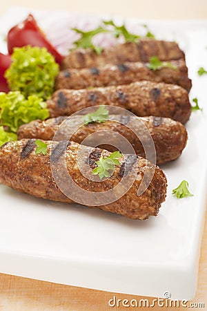 Cevapcici Cevapi Kebab Skinless Sausage Pickled Capsicum Stock Photo