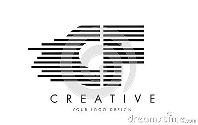 CF C F Zebra Letter Logo Design with Black and White Stripes Vector Illustration
