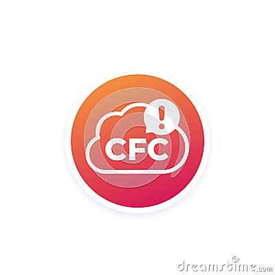 CFC icon with cloud, chlorofluorocarbons round vector design Vector Illustration