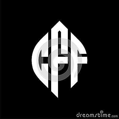 CFF circle letter logo design with circle and ellipse shape. CFF ellipse letters with typographic style. The three initials form a Vector Illustration